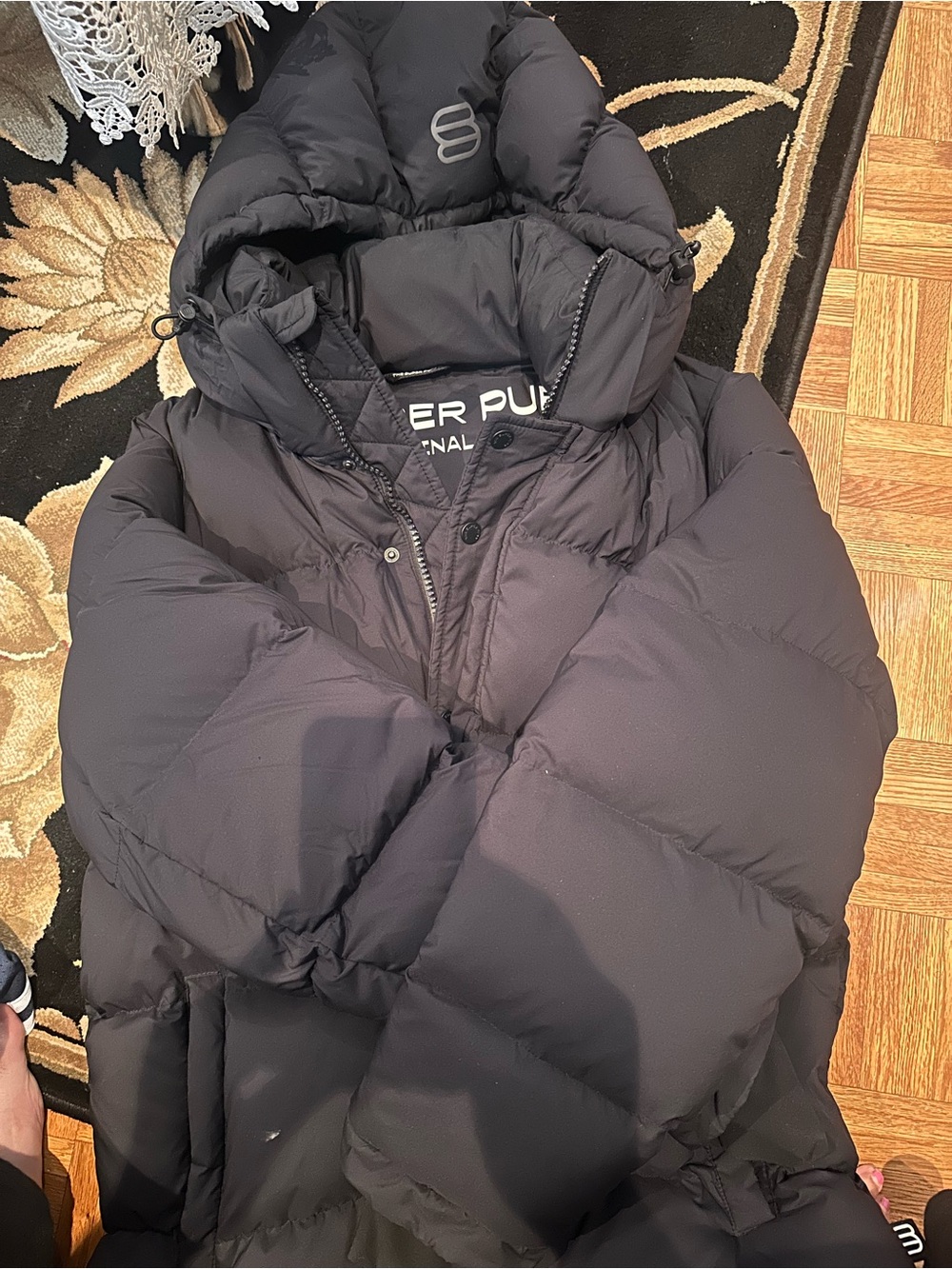 Aritzia Kids Black Puffer Coat with Hood